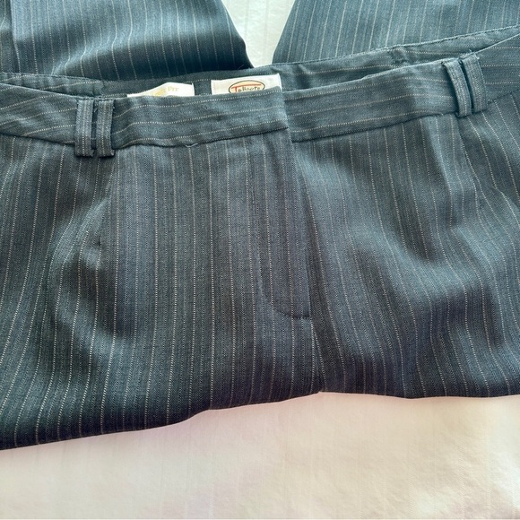 Talbots Pants Charcoal Grey Cream Pin Stripe Wool Classic Plus size 18 W Petite - Picture 8 of 15